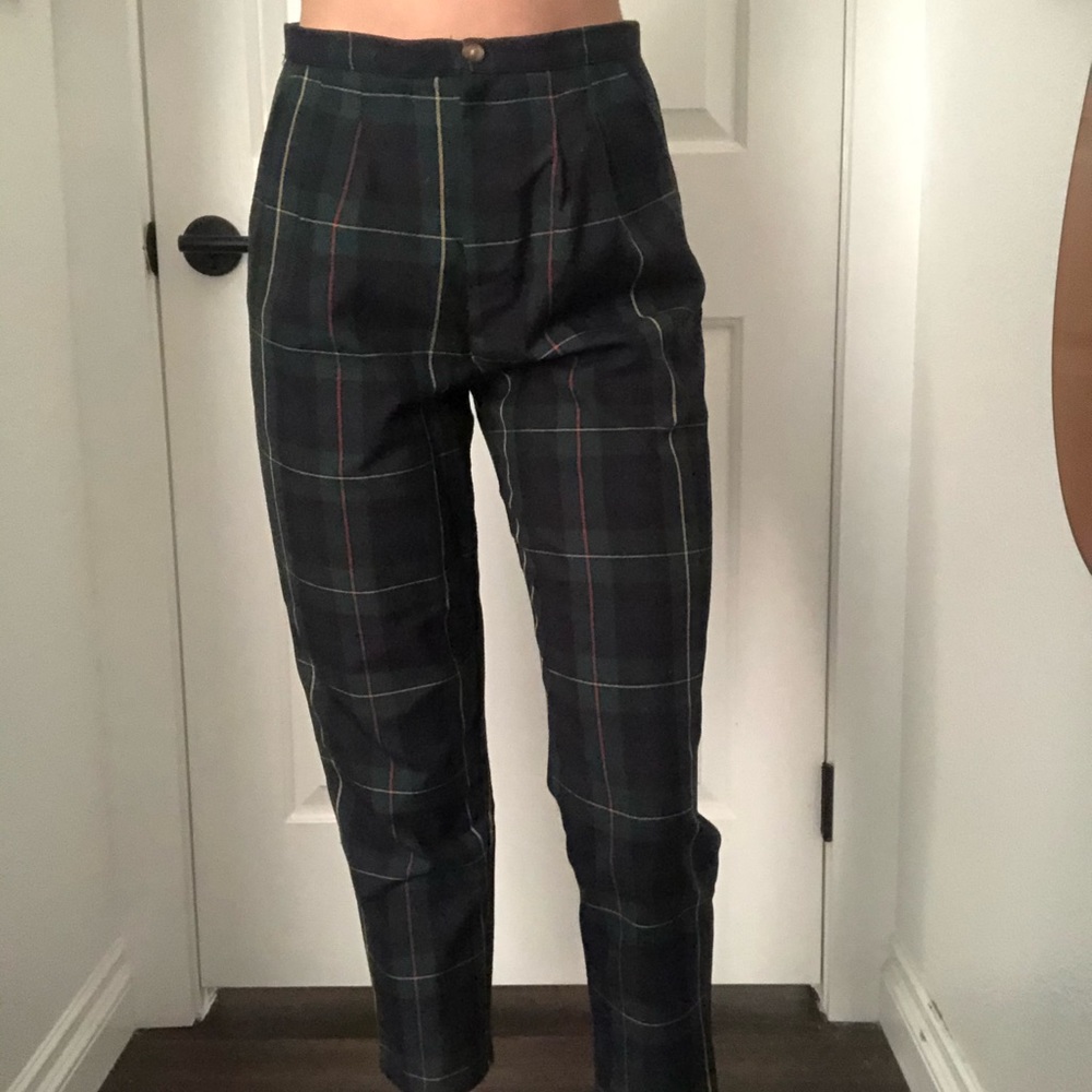 Green plaid pants